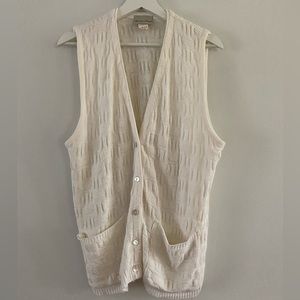 70s/80s Off White 'Grandpa' Style  Knit Sweater Vest - S-M